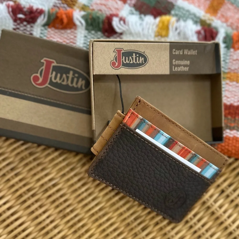 Justin Boots Multicolor Striped Leather Card Holder